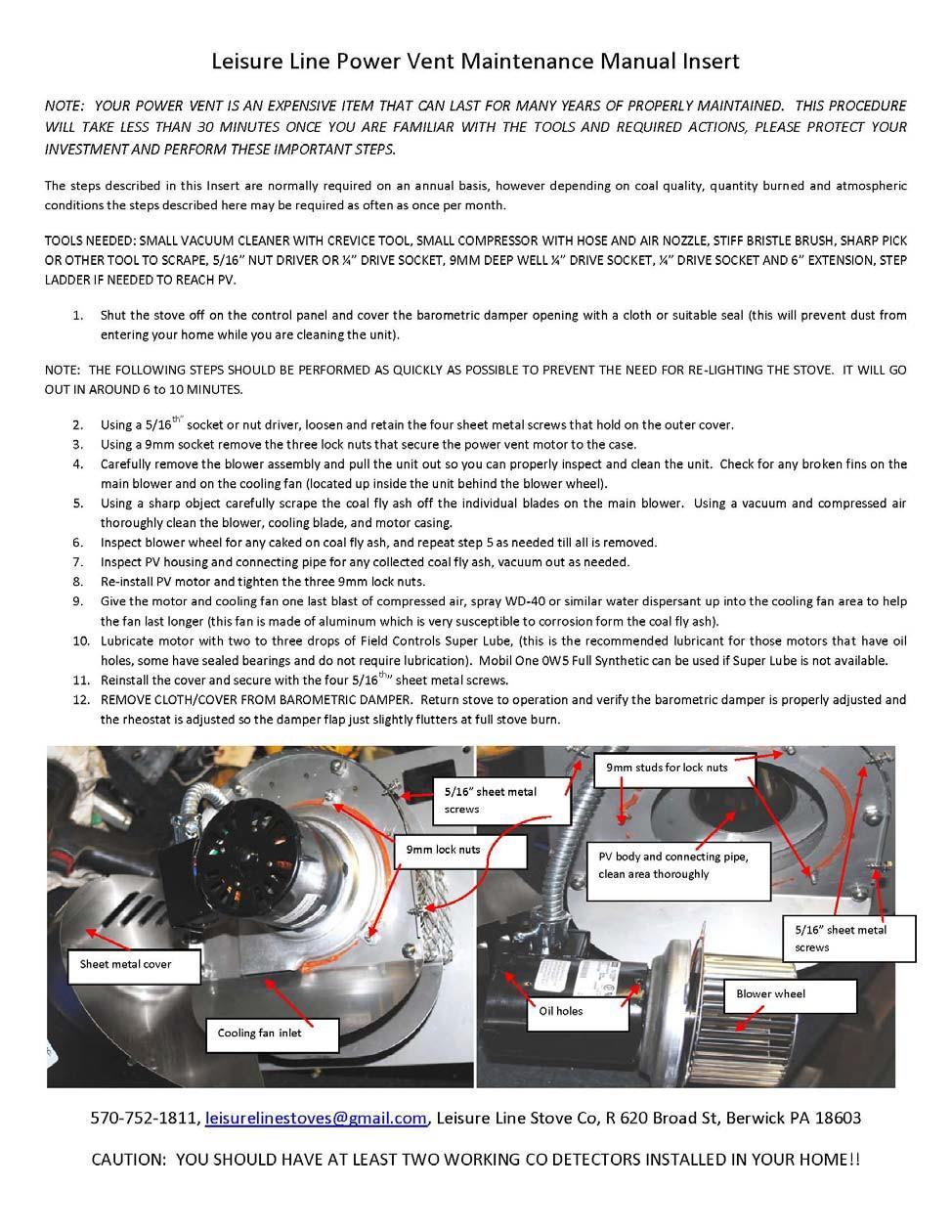 Appendix B SWG 4HDS/AF Power Vent Maintenance Instructions Note: Type AF