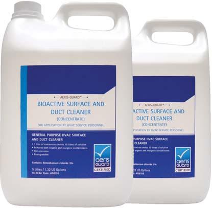 20 AerisGuard Bioactive Surface and Duct Cleaner The AerisGuard Bioactive Surface and Duct Cleaner is designed as the final step in source removal (physical surface and duct cleaning) and is used to