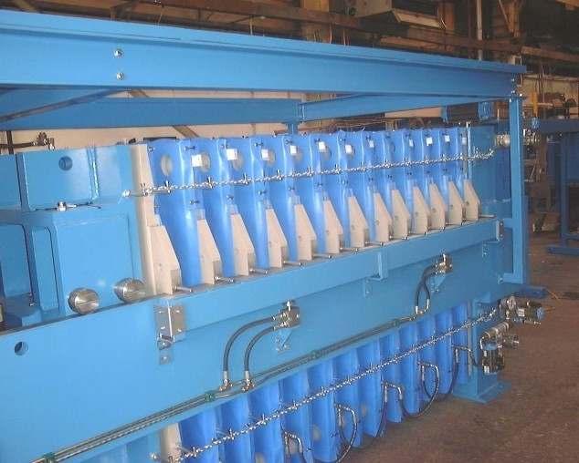 Fully Automatic Filter Press Generally used on rapid cycling sludges where a good cake is formed. Can be adopted for conventional or membrane plates.