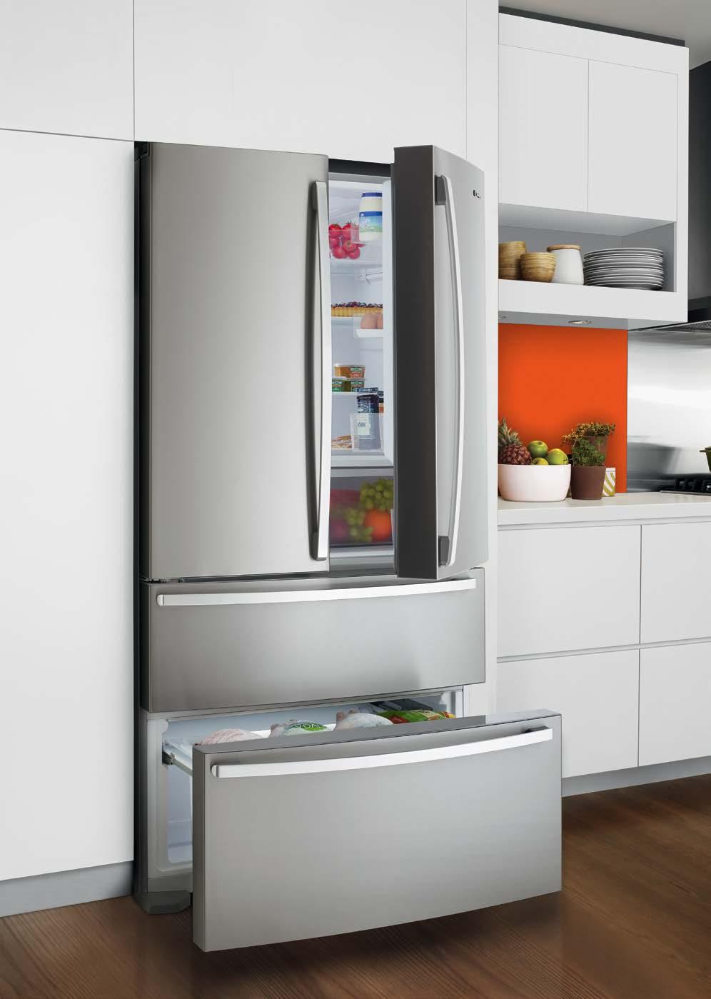 Large french door Features Model E6200SA gross capacity (litres) 631 food compartment gross capacity (litres) 411 freezer compartment gross capacity (litres) 220 dimensions (and clearances) refer to