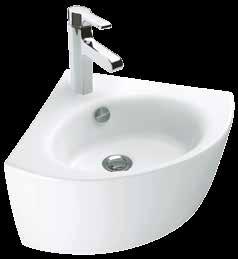 Code: 17156W-00 450mm Rear View Ove Corner Basin Corner wall mount basin Centre tap hole only Designed