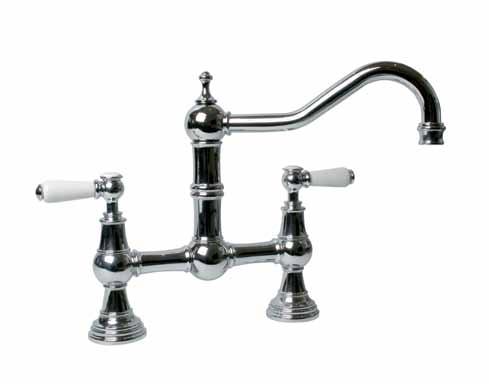 SHAWS Waterside Collection 26 by 27 PENDLETON Deck mounted bridge mixer with porcelain levers and