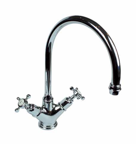 Chrome, Gold, Nickel HAMBLETON Deck mounted bridge mixer with porcelain levers and   Finishes: