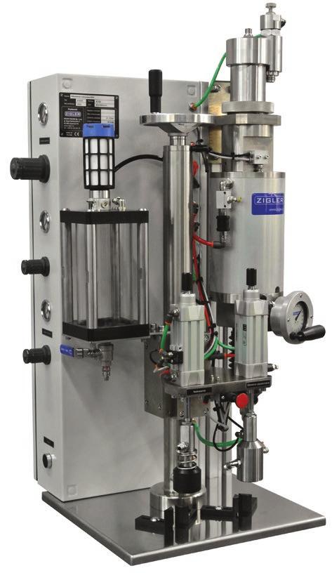 AEROSOLS SPECIAL TYPES SEMI-AUTOMATIC LINE FOR BOV AEROSOLS CONSISTS OF TWO STATIONS: 1. A device for pre-gassing and closing cans with valves BOV.