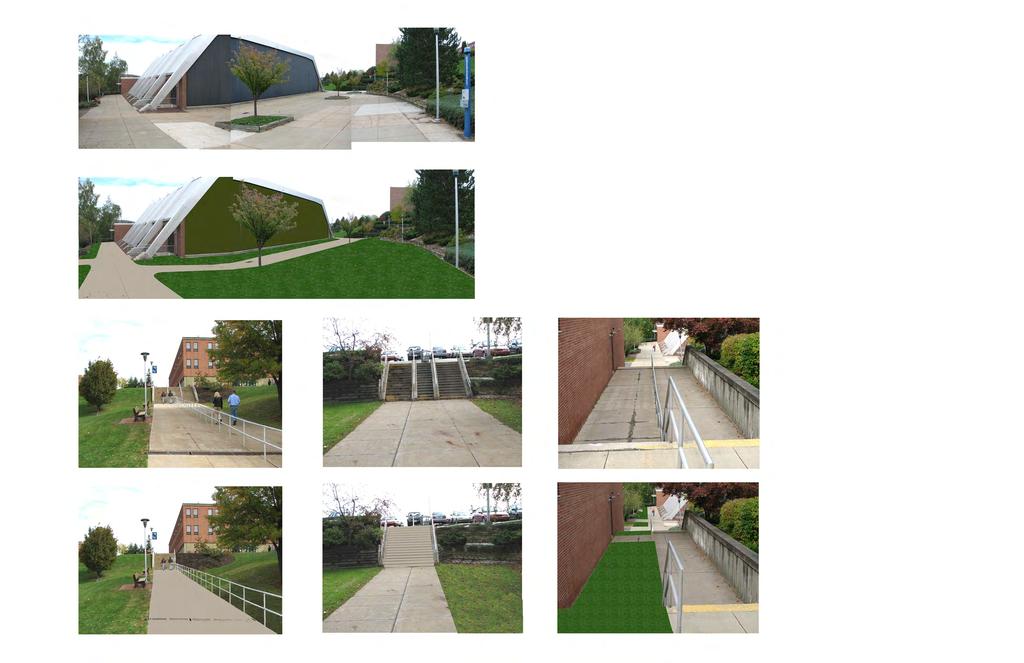 13 Pavement Reductions Campus pedestrian walkways are oversized in Before some instances.