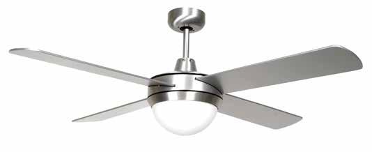 ast luminum -lade Finish Plywood -Lamp 2x15w ES FL Spiral not included -Switch Wall Switch/Remote ontrol -olour White -Fan Size 132cm/52inch -3 speed reversible blade ceiling fan -Fan Finish Die ast