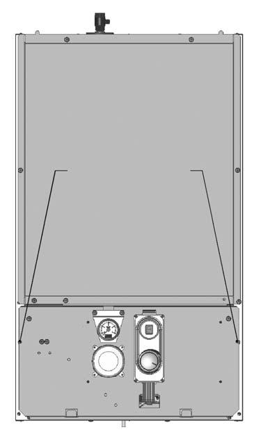off. b) Lower the controls panel (2 screws). c) Remove the sealed chamber front panel (7 screws).