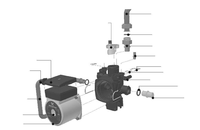 10 HYDROBLOCK ASSEMBLY 4 SCREWS Refer to Figure 48 a) Ensure supply voltage is isolated. b) Disconnect the electrical leads to the pump head. c) Drain down the appliance; refer to section 9.19.