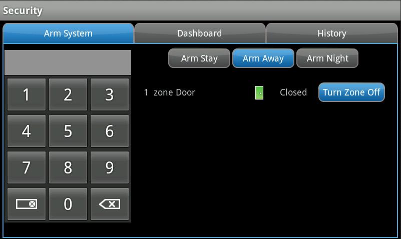 Security Status Header The Security Status header displays in the upper left of thetouch screen, whether the system is armed or disarmed.
