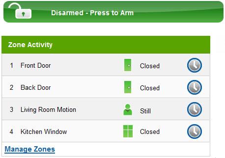 . If any security zones are currently faulted, preventing the system from being armed, you must click the Turn Zone Off