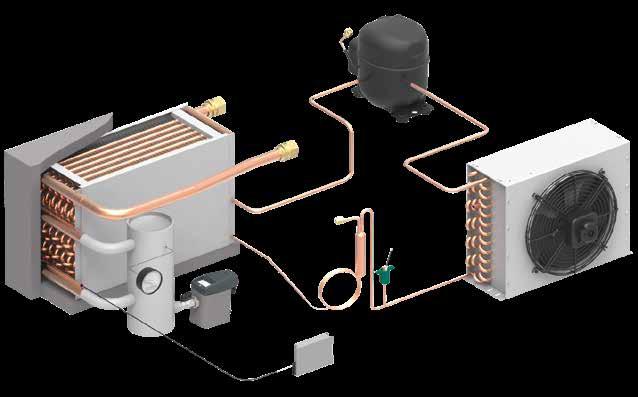 Air / air heat exchanger Air / refrigerant heat exchanger with thermal mass (yellow area) Condensate separator Layout (1) Compressed air inlet (2) Heat exchanger system with SECOTEC solid thermal
