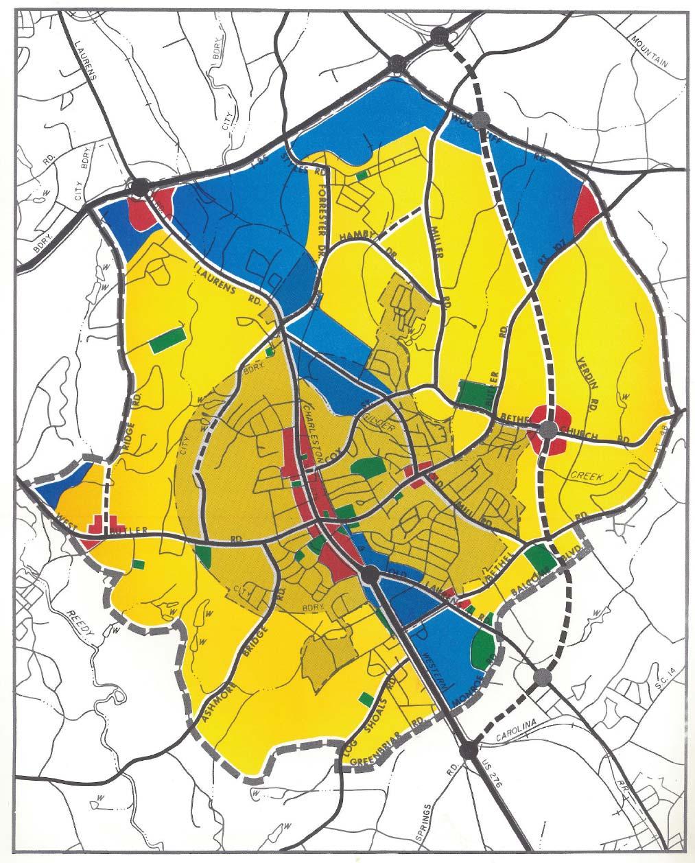 Residential. Dashed lines are proposed arterial roads. Map 5.