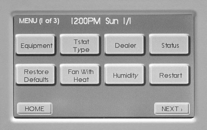 INSTRUCTION GUIDE: COLOR TOUCHSCREEN COMMUNICATING THERMOSTAT Installer Settings NOTE: These options are intended to be used by the installer.