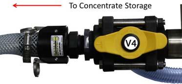 V4 Connection to the Concentrate Storage 1. Cut 1 ID food grade braided hose to length from valve V4 to the fill connection for the concentrate tank. 2.