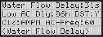 Programming 7.6.4.1 Water Flow Delay You can program a delay of 0-90 seconds (zero means no delay) to be used in conjunction with a water flow switch. The delay is system-wide.
