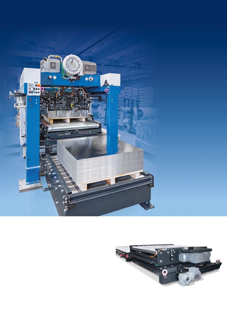 Motorised side adjustment of lifting frame instead of manual adjustment Special sheet guiding systems for scroll sheets Overhead magnet bars with rollers for scroll sheets Air blowing nozzles at side