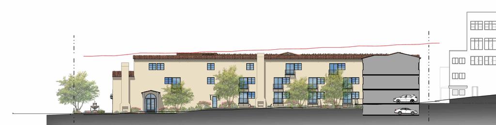 0. COURTYARD ELEVATION. 0 Height limit from existing grade. Stucco.