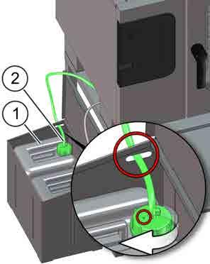 5 How to Clean the Combi Steamer 3. Put the new, full canister (1) containing rinse aid in place.