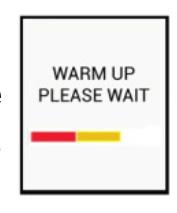 Warm Up: The detector automatically starts heating the sensor. During the heating cycle, the LCD display will display the message WARM UP- PLEASE WAIT with a progress bar (see figure).