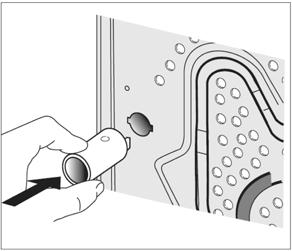 distance holders must be mounted on the rear side of the dryer before starting the first drying cycle. A. Remove the two distance holders from the packaging. B.