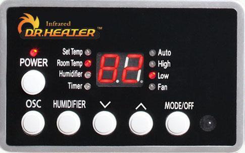 A H TM B b C D E F G Features A. Cool-Touch cabinet E. Decrease temperature button B. POWER button F. Increase temperature button C. Rotatable air outlet button G. MODE/OFF button D.