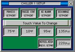 Mode To check the status of the individual compressor mode(s) of operation press the CHILLER MODE button in the lower right corner of the OVERVIEW or CHILLER screen.