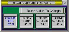 SETPOINTS This screen below is for testing the Chiller Water