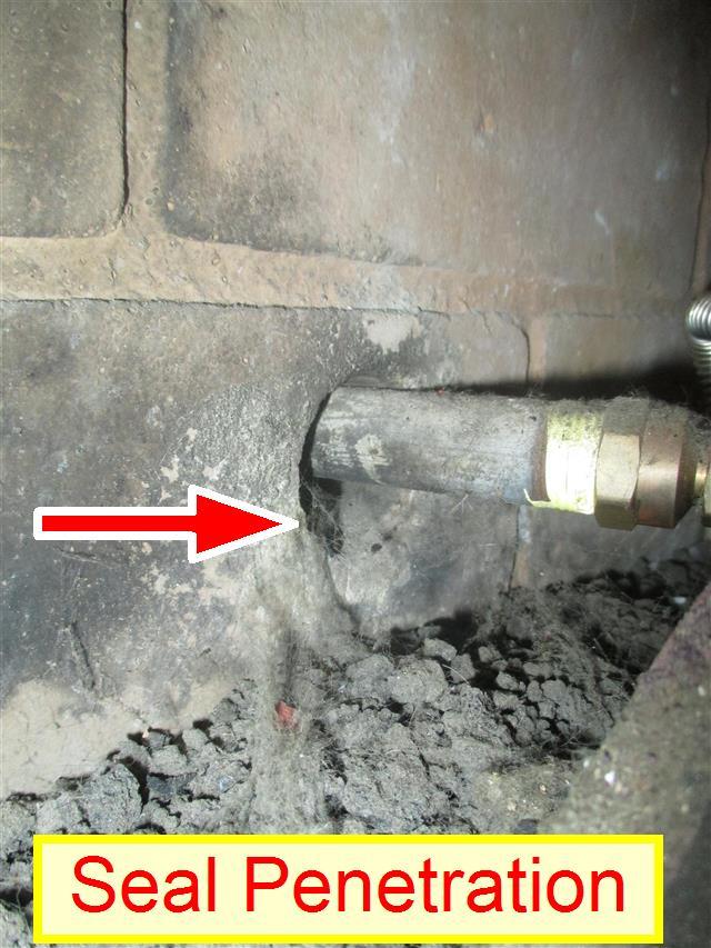 7.8 GAS/LP FIRELOGS AND FIREPLACES Seal Penetrations. The gas log starter lines should be properly sealed at the wall penetration. This is to help ensure to flames enter the chase and create a fire.