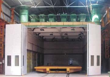 Semi-Down Draft The Semi Down Draft (the direction of flow of air is towards the side walls of spray booth) is