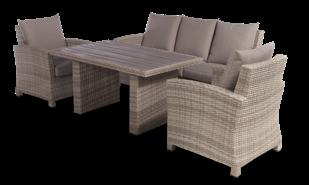 polybois top Sectional lounge set (5) place-seating - aluminum structure with semi-round rattan with seat and