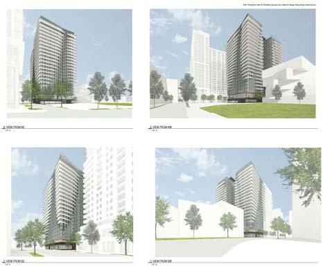 Page 11 Building Architecture: The 27-story East Building is proposed as two towers, north and south, on a single podium of retail and including the two-story fire station at the base.