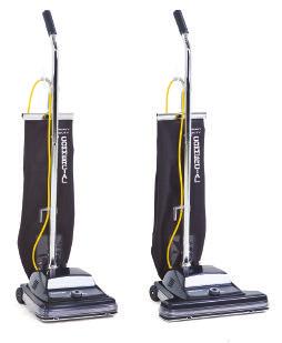 ReliaVac 12 & 12DC Single-motor Upright Carpet Vacuums 12 inch path is cleaned with a durable steel brush roller ReliaVac 12 top fill bag enhances vacuum power ReliaVac 12 DC model has an easy to