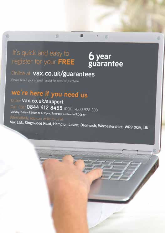 Getting in touch Don t forget your solution! Order at: www.vax.co.uk/spares-and-solutions Accessories Ultra+ carpet cleaning solution (1.