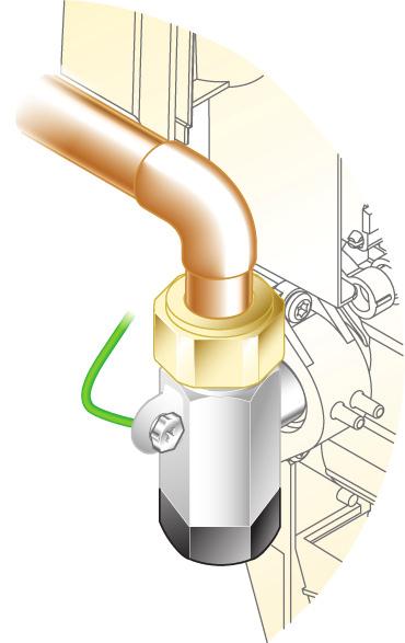 Determine the direction of the inlet water supply: top (falling), bottom (rising), or back inlet. Note! Make sure that the back inlet does not go directly back into the wall. Use a soldered elbow.