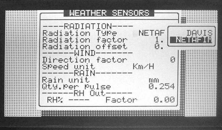 Radiation Factor The radiation sensor factor should be set as indicated in the calibration sticker supplied with the sensor.