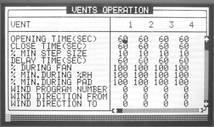 program up to 4 programs and in this screen it can be seen which one is operating. WIND DIRECTION FROM/TO Configure the range of degrees the vent is facing.