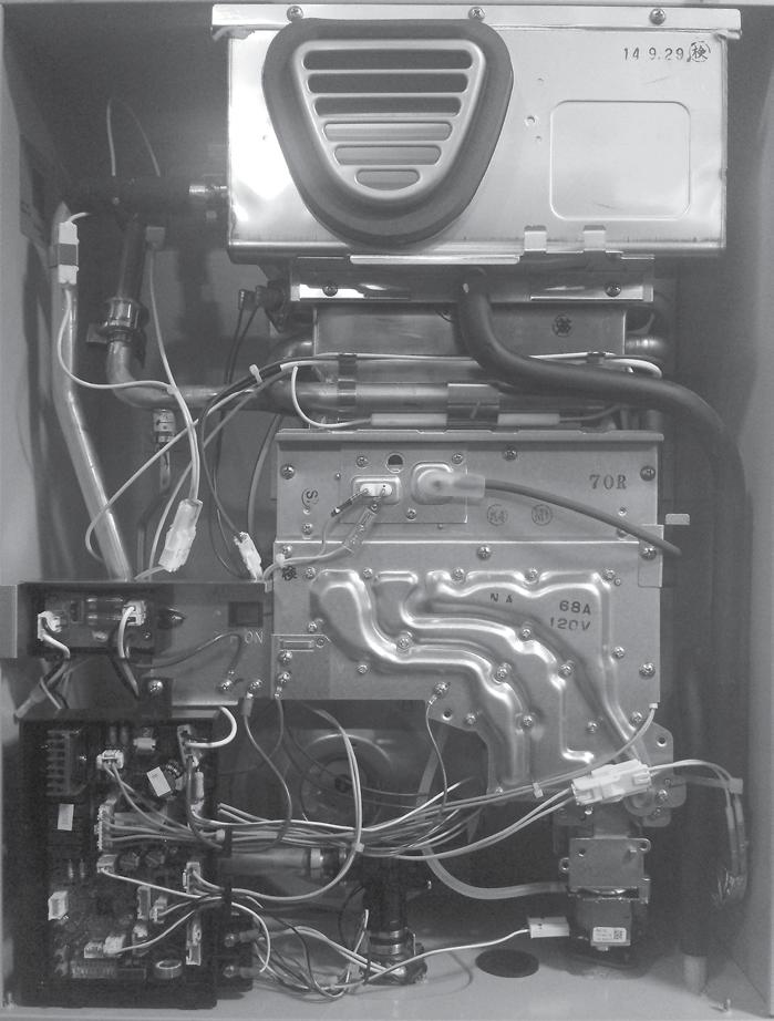 Outdoor Model (Front View/Cabinet Interior): NOTE: 540 outdoor models include a heat exchanger thermistor and a bypass valve which are not shown in this graphic.