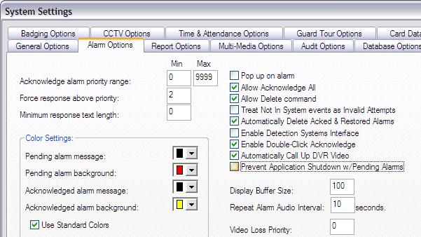 Configure SG Alarm Settings in Workstation Options A master operator login is required Workstation Options / System Settings features.