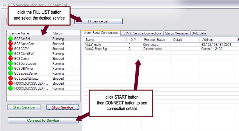 Using the Service Monitor to Start Services (Windows-7/Vista OS) The GCS Service Monitor is a utility that provides a way to interface exclusively with Galaxy services.