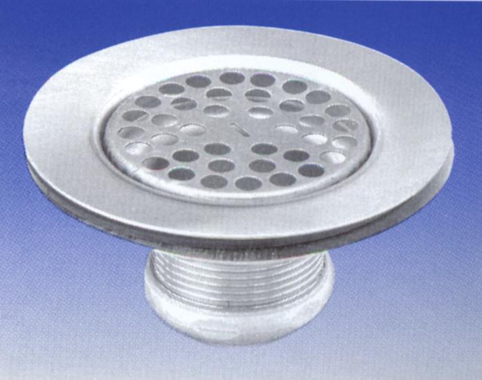 Metal 4-1/4" fl at sink strainer less locknut with grid, large