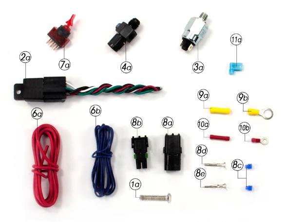 Dual Billet Heater Wiring Guide Tools Required: 5/32 Hex Head Wrench, Wire Stripper/Crimper Parts and Hardware Included 1a. Heater Mount Screw 4 2a. Relay and Harness 2 3a. Pressure Switch 1 4a.