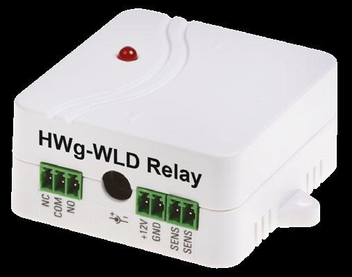 HWg- 1 1 1 1 Water leak detector with Ethernet connectivity that detects water in a D area using a sensing cable.