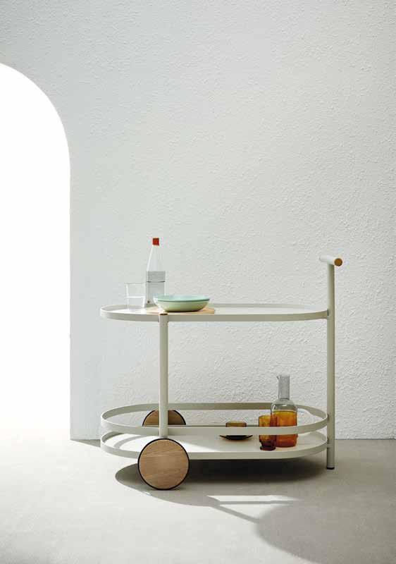 Derived from the PIPE double deck coffee table, the bar cart has been designed in full consideration of its usage and movement.