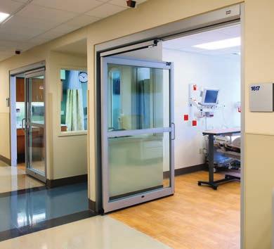 Space, space and more space ICU/CCU sliding doors for patient rooms maximize clear door opening to satisfy the demanding needs of patient