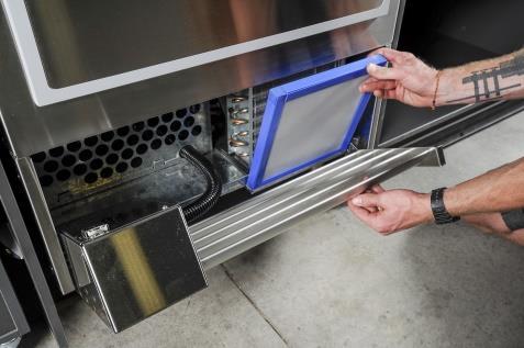 Exterior REFRIGERATED CABINETS - CLEANING Plastic and Metal Surfaces Plastic or stainless steel surfaces should be cleaned with hot soapy water or a good quality glass cleaner.