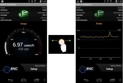 4.4.7 Gauge Mode and Finder Mode By touching the center of the screen and swiping left or right, you can change the Identification screen from Gauge mode to Finder mode (Figure 4.31)