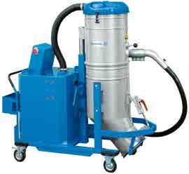 swarf, grey cast iron and blasting media Reduced running costs due to energy efficient IE2 turbine HIGH-PERFORMANCE INDUSTRIAL VACUUMS Extremely robust industrial vacuum designed for vacuuming heavy