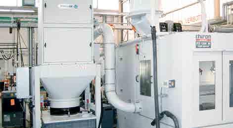 DUST REMOVAL SYSTEMS OPERATING PRINCIPLE OF A RINGLER KÄRCHER GROUP SYSTEM AT ANY MACHINING CENTRE Coarse process dust Respirable process dust Sound-damping Medium-pressure blower Clean gas Filter
