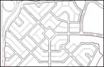 Instead, a block-based network featuring short block faces and multiple routing options is required. See Figures D11, D12 and D13. These figures illustrate three street patterns found in Calgary.