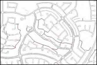 Street network characteristics: block-based pattern; ±900 m (0.6 mile) block perimeter in Neighbourhood Area; ±600 m (0.